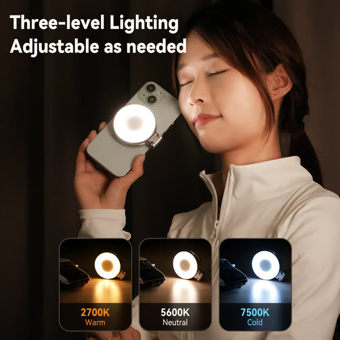 Twilagleam Magnetic Phone Selfie Beauty Light — Mini Three-Color Temperature Portable Selfie Mirror with Rotating & Extendable Pocket Light