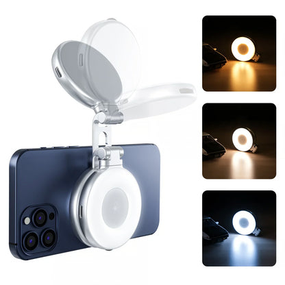 Twilagleam Magnetic Phone Selfie Beauty Light — Mini Three-Color Temperature Portable Selfie Mirror with Rotating & Extendable Pocket Light