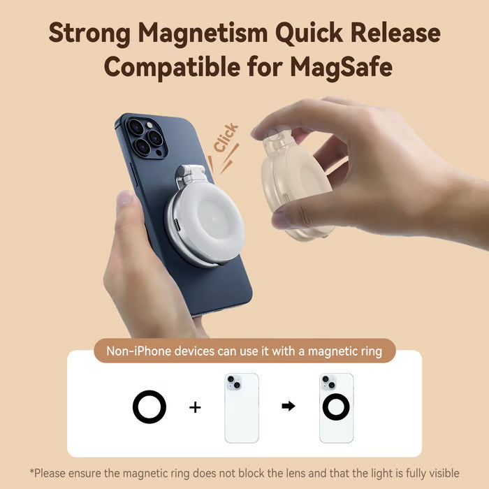 Twilagleam Magnetic Phone Selfie Beauty Light — Mini Three-Color Temperature Portable Selfie Mirror with Rotating & Extendable Pocket Light