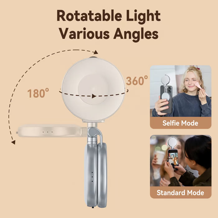 Twilagleam Magnetic Phone Selfie Beauty Light — Mini Three-Color Temperature Portable Selfie Mirror with Rotating & Extendable Pocket Light