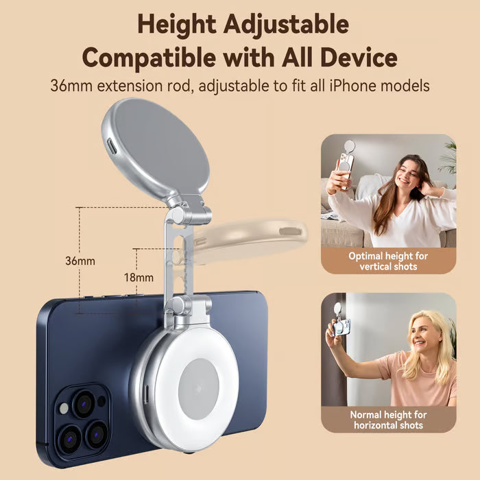 Twilagleam Magnetic Phone Selfie Beauty Light — Mini Three-Color Temperature Portable Selfie Mirror with Rotating & Extendable Pocket Light
